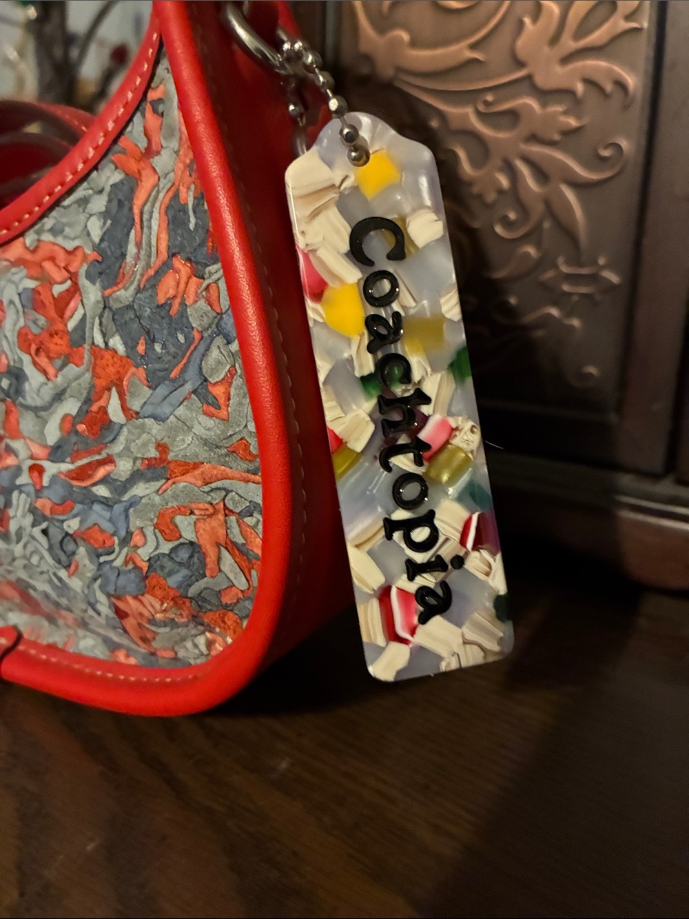 Coach Red Trim Multicolor Abstract Mini Shoulder Bag - Picture 5 of 5